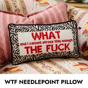 Furbish - WTF Needlepoint pillow